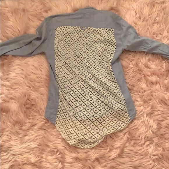Free People denim button down with crochet back - Picture 4 of 4